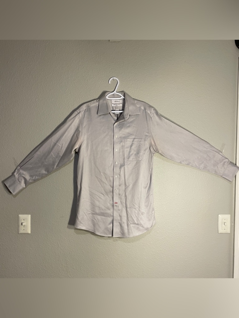 Cremieux Shirt Men's Light Gray Button Down 15.5/34 100% Pima Cotton Non Iron